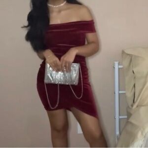 Burgundy Velvet Mini Dress